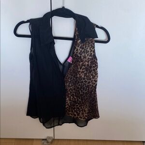 Leopard Print and Black Women's Top